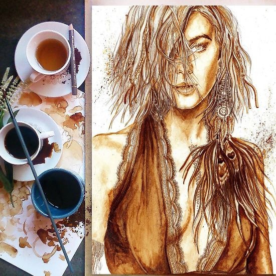 Кофейные рисунки художницы Нурии Сальседо